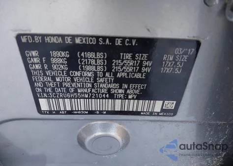 2017 Honda Hr-V Ex from USA, damaged, VIN 3CZRU6H55HM721044